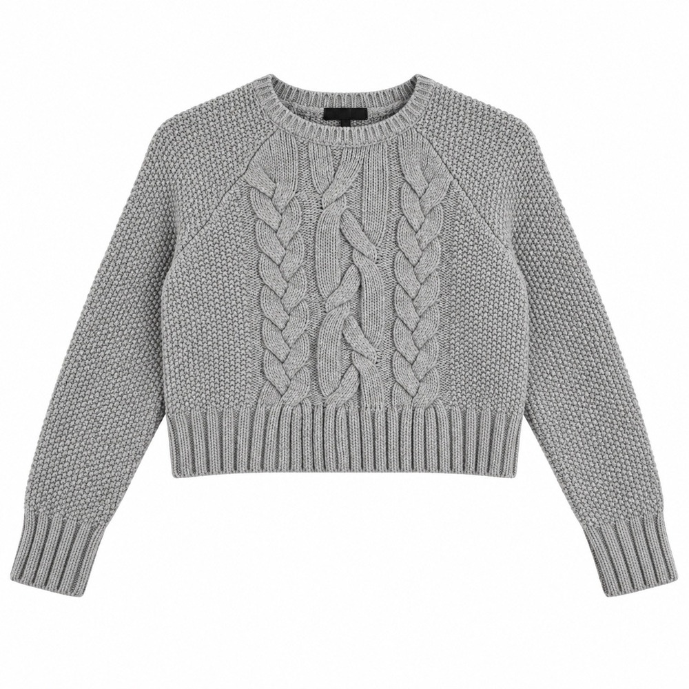 Eileen Fisher The Fisher Project Gray Cable Knit Cropped Sweater XL